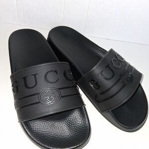 Gucci Men's Black Logo Slide Sandals